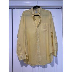 Vtg Brooks Brothers Mens Butter Yellow Button Down Shirt 16 - 4 Preppy Old Money